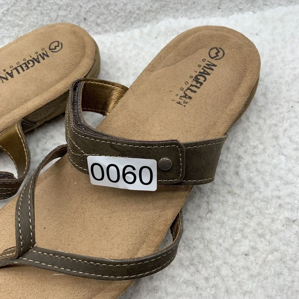 Magellan Outdoors Sandals Womens 11‎ Strappy Flip Flop Thong Tan Brown Summer